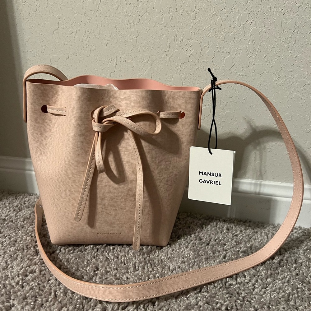 Mansur Gavriel MINI MINI BUCKET BAG Rosa Saffiano with dust bag included